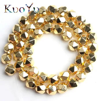 

Natural Faceted Hematite Beads Plating Gold Loose Spacer Stone Beads For Jewelry Making DIY Bracelets Accessories 15Inch 6mm 8mm