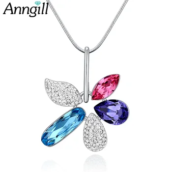 

Luxury Crystals from Swarovski Choker Necklaces for Women Silver Color Chain Long Necklace Pendant Jewelry Trendy Accessories