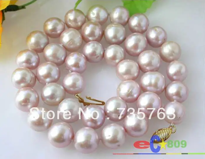 

xiuli 00656 AA++17" 12MM lavender ROUND FRESHWATER PEARL NECKLACE 14KGP