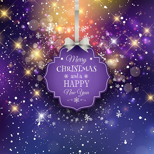Snowflake Sparkly Purple Merry Christmas Happy Year backdrop Vinyl