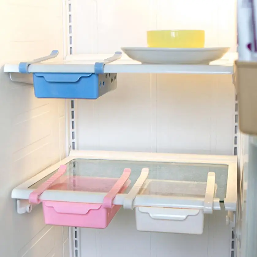 

2017 Slide Refrigerator Space Saver Organizer Freezer Storage Box Shelf Holder Drawer 62