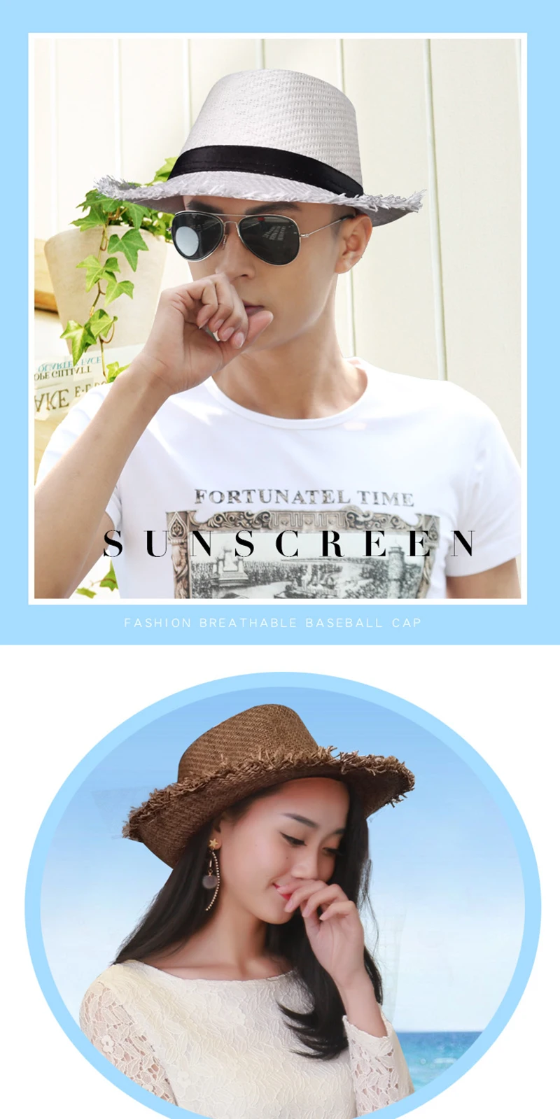 Khaki straw hat men's Panama hat summer style ladies sun hat beach holiday classic male hat sombrero шляпа летняя TYM01
