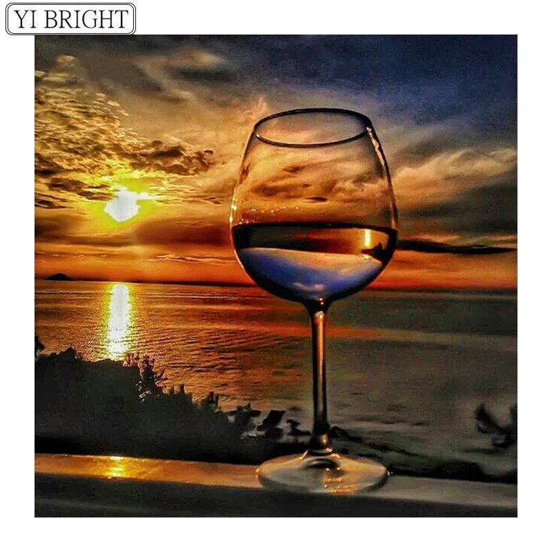 

Full Square/Round drill Diamond painting 5D DIY Diamond embroidery Cross stitch sunset in cup Diamond mosaic Rhinestone A628