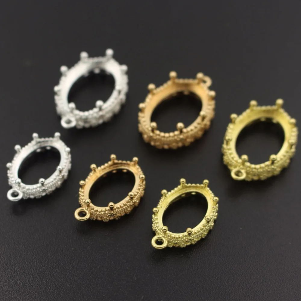 Bronze filigree adjustable ring blank with matching 13 x 18 mm oval glass dome