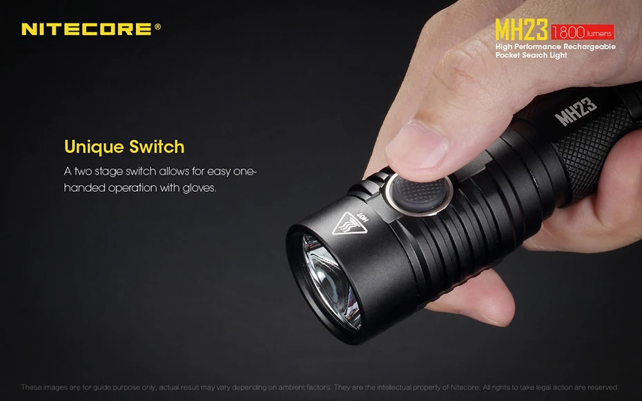 Nitecore MH23 ультра яркий ДАЛЬНОБОЙНЫЙ Прямая зарядка USB флэш-светильник нажатием одной кнопки Управление сильный светильник флэш-светильник