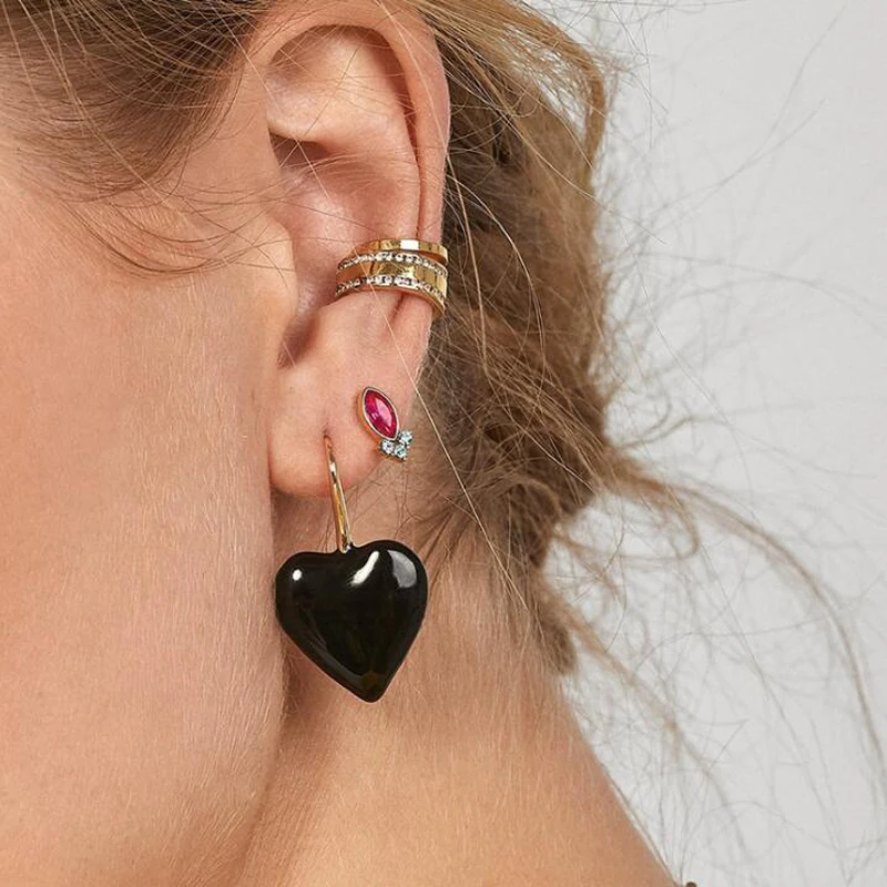 

Tocona Trend Black Heart Love Shape Drop Dangle Earrings For Women Ladies Punk Piercing Party Earring Jewelry Gift C16105