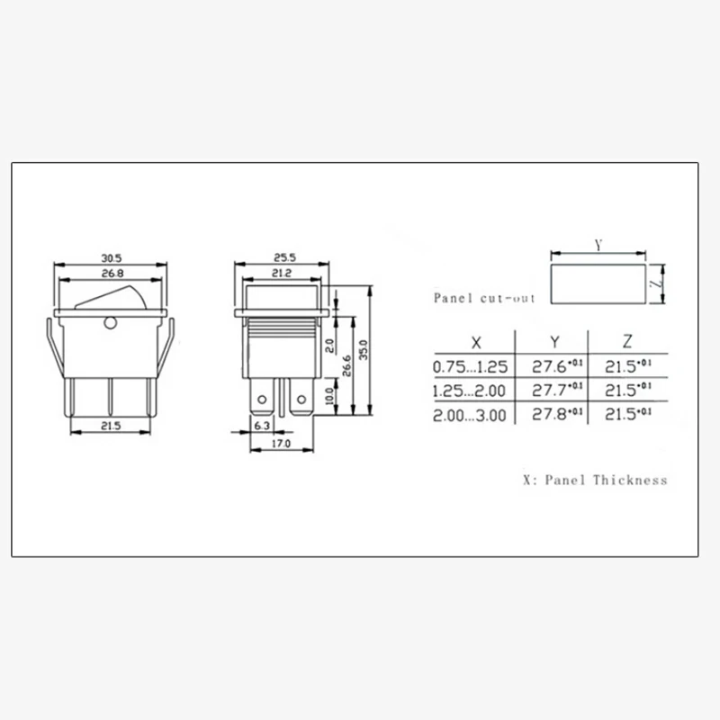 5pcs 4 Pin KCD4-201 ON/OFF Light Rocker Switch 2 Position 16A/250V 20A/125V Red Black