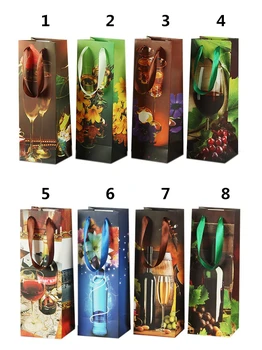 

12pcs 4C Printed Wine Bags Charming designs for Christmas Gift Package Champagne Oliver Oil Drink Juice Wine Gift Holder