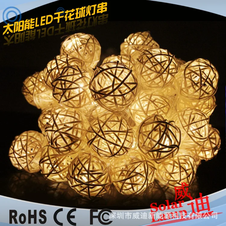

Solar lamp series manufacturers new 20LED Christmas light string ball flower garden garden lamp series