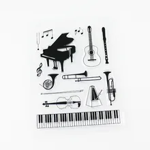 Новинка! Музыкальные инструменты ясный штамп большой размер лист Скрапбукинг силиконовые инструменты для рисования