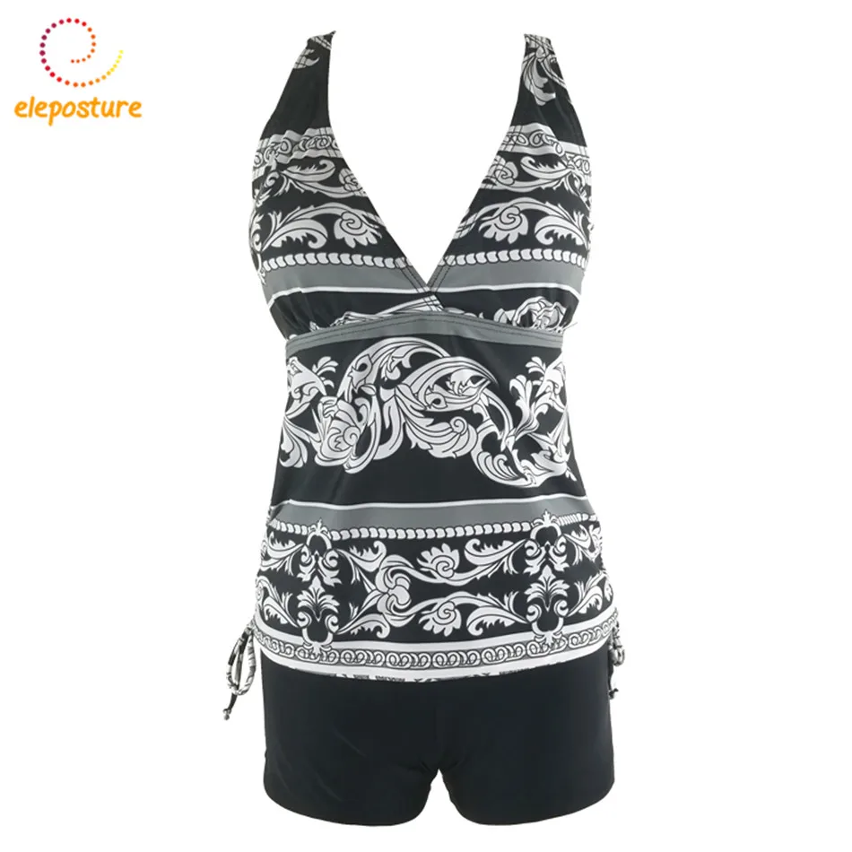 Billig 2019 Tankini Badeanzüge Frauen Plus Size Bademode Zwei Stück Badeanzug Push Up Badeanzüge Strand Tragen Schwimmen Anzug Für Frauen XXXL