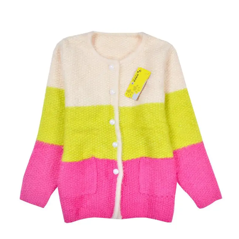 Новый свитер для девочки детская на осень-зиму свитер-пальто Красочные для подарок на Новый год для маленьких девочек Мода мохер кардиган