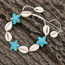 VONNOR женские браслеты для щиколотки в стиле «Бохо бижутерия для ног Лето Босиком на пляже браслет под сандалии до щиколотки на ноге женский купальник с принтом раковин каменный ножной браслет