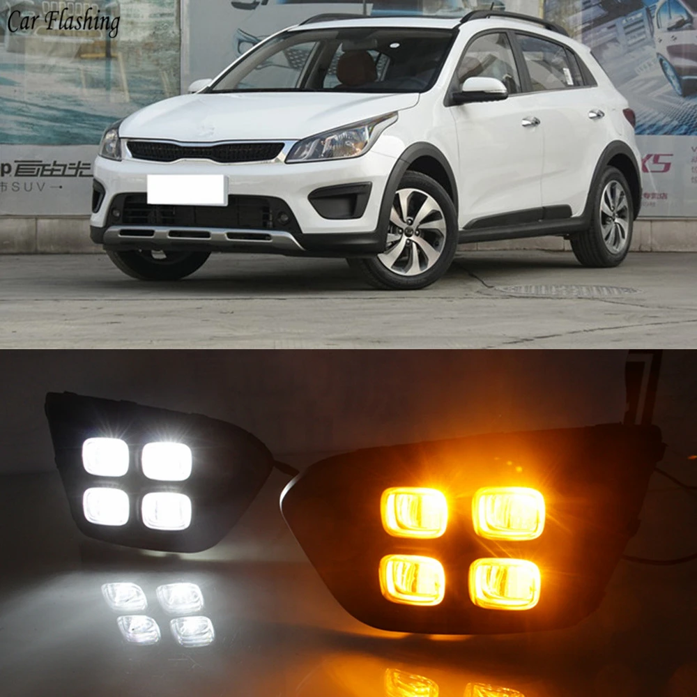 

Car 12V DRL Day Lights Lamp For Russia KIA RIO X-Line 2018 Highlight Auto Driving Daytime Running Lights on Car DRL Super Bright