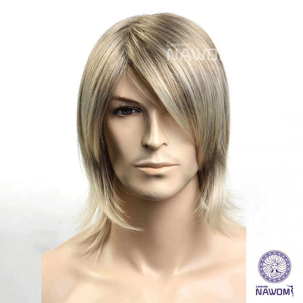 Hot Sale European Kanekalon Side Swept Bang Grey Neck Length