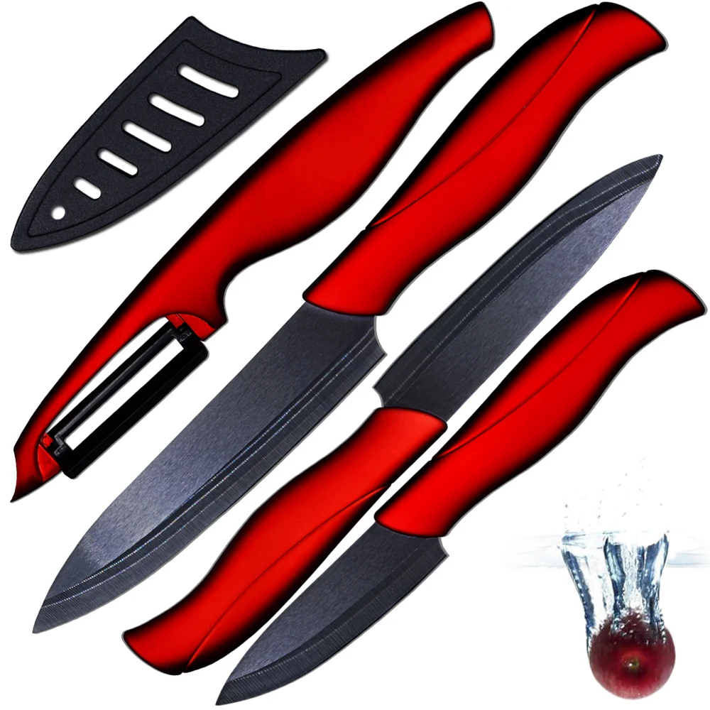 Sharp ceramic knife 3 inch paring 4 inch utility 5 inch slicing knife and one black