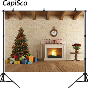 

Capisco Christmas Tree Old Rural House Gift fireplace Flower Photo Backgrounds Photography Backdrops For Digital Photo Studio