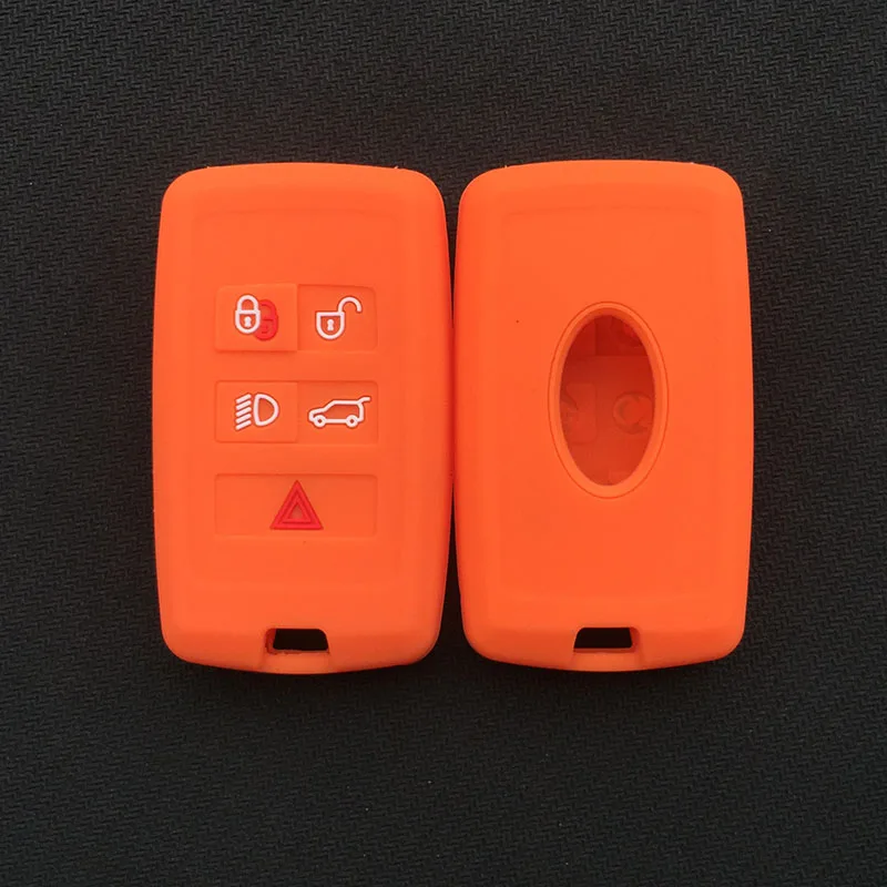 Силиконовый чехол для автомобильных ключей, защитный чехол для Land Rover Range Rover SPORT Evoque, ключ для обнаружения 5 кнопок - Название цвета: Оранжевый
