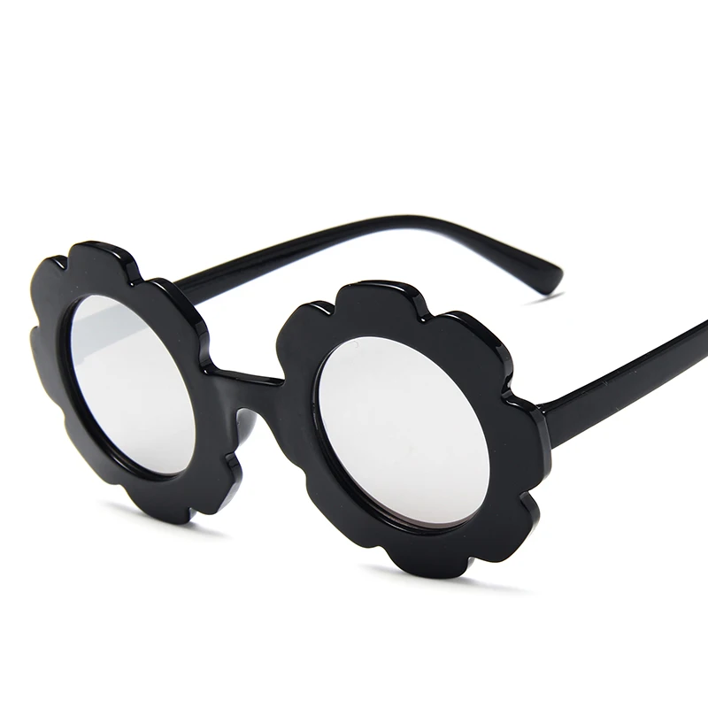 Длинные Хранитель винтажные очки детские солнцезащитные очки Круглые Цветочные Gafas Детские UV400 спортивные солнцезащитные очки для девочек и мальчиков Oculos - Цвет линз: C7Black Silver