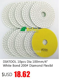SHDIATOOL 10 шт диаметром 100 мм/4 "Белый Бонд 200 # алмазные гибкие Мокрый Полировальником камень спираль тип Шлифовальный Диск полировки, диск