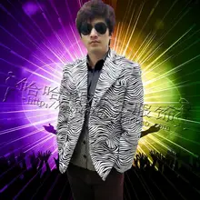 Одежда с зебровым узором, мужские костюмы из искусственной кожи, дизайнерские мужские костюмы для сцены, персонализированные певцы, пиджак, Мужской Блейзер, стиль танцевальной звезды, S-3XL