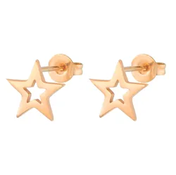 Fashion Jewelry Stainless Steel Body Piercing Jewelry Cute Korean Design Earring Geometric Hollow Star Stud Earring For Women
