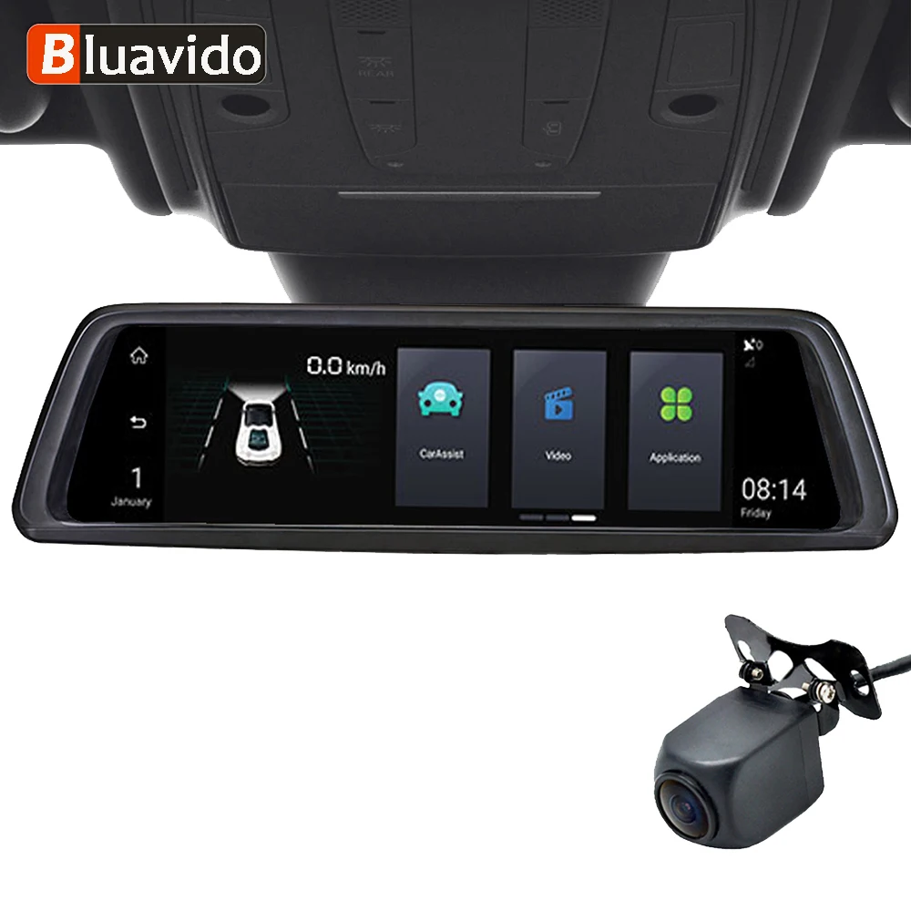 Автомобильное Зеркало Bluavido 10 &quot 4G Android GPS FHD 1080P с двумя объективами зеркало