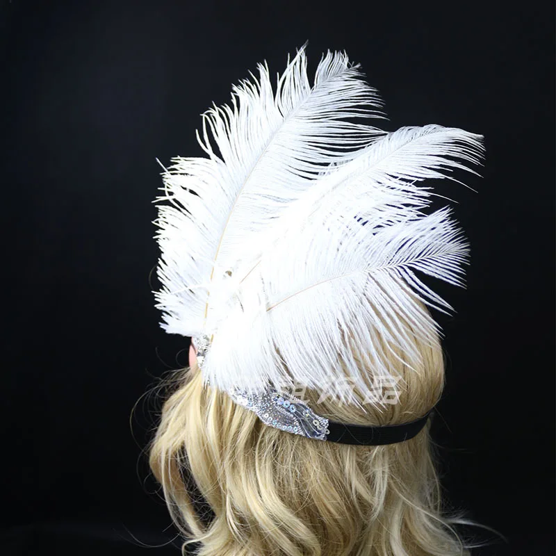 White Feather Headdress Women Girl 