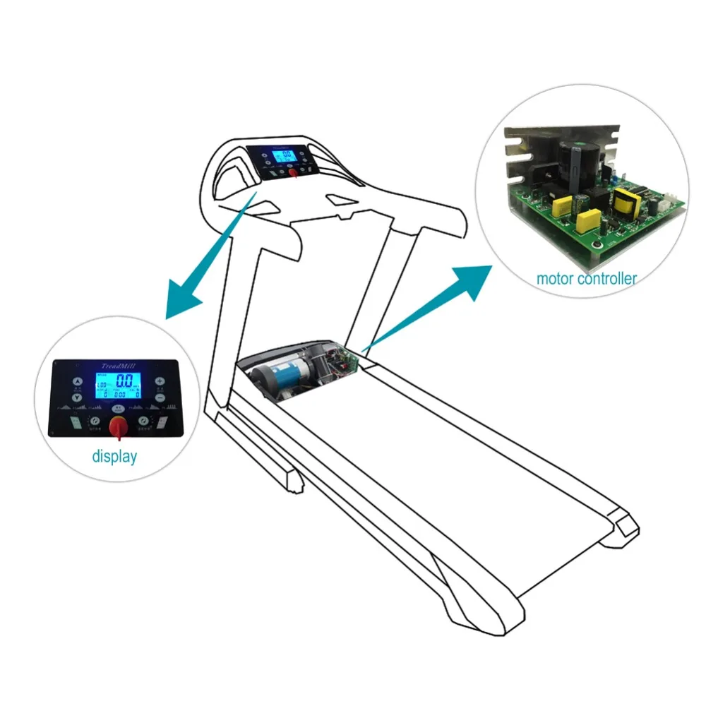 Универсальная беговая дорожка контроллер двигателя контроллер беговой машины+ панель дисплея контроллер комплект для 1,0-л.с. двигатель постоянного тока