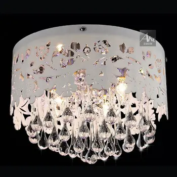 

White Acrylic Flower Hollow Crystal Tears Hanging Dining Room Ceiling Light Luxury Restaurant Bedroom Ceiling Lighting Fixtures