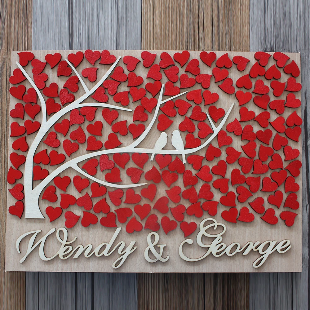 

3D Personalized Wedding Guest Book Frame Name Wood Love Tree Signature Book Rustic Alternative Guest Book Wedding Ideas Decor