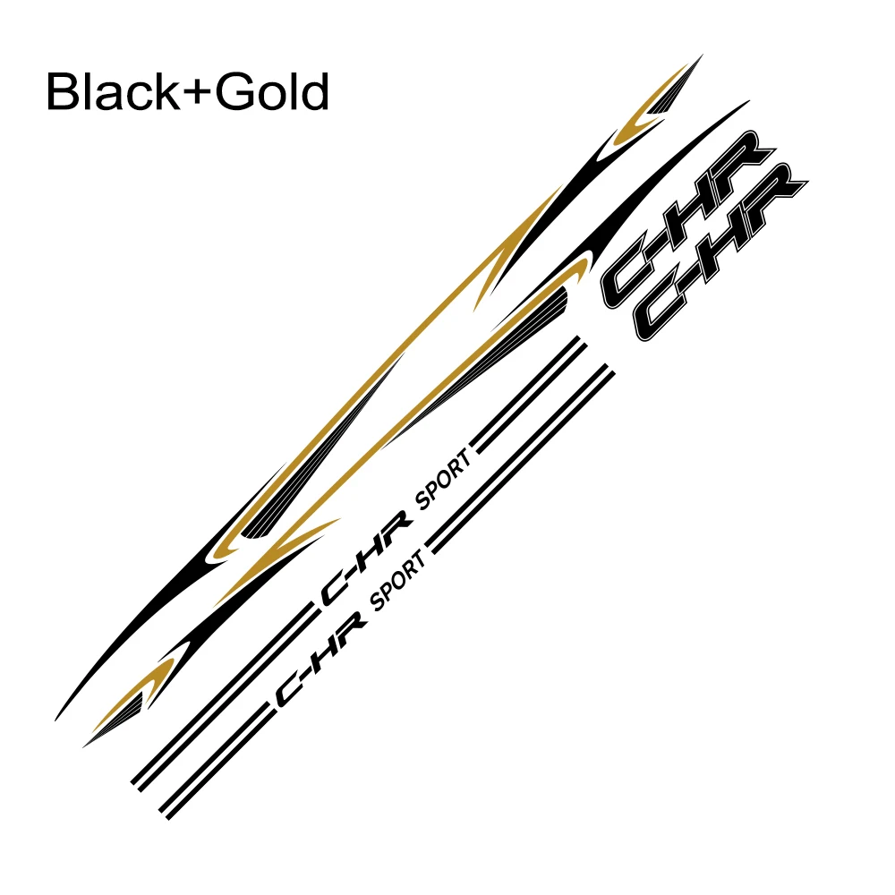 Black Gold Дверные боковые наклейки для автомобиля длинная полоса Авто DIY виниловая пленка Стайлинг наклейки стильные автомобили для Toyota Chr тюнинг автомобильные аксессуары - Название цвета: Black Gold