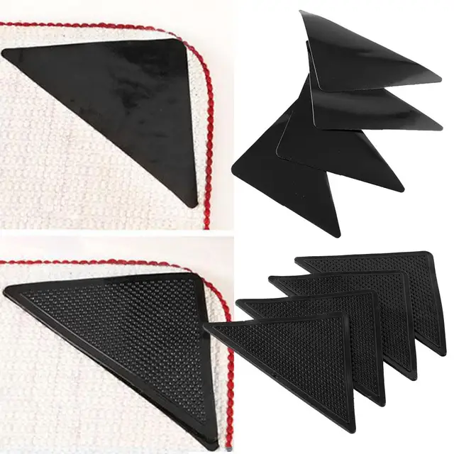 4pcs Rug Grippers Sticky Pads Mat Grippers Ideal Rug Stopper Grippers Non Slip Ruggies Rug Carpet Washable 4pcs Silicone Mat