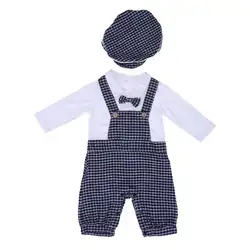 2018 новая весенне-осенняя одежда для мальчиков, комбинезон для новорожденных мальчиков, комплект одежды с галстуком-бабочкой и шапочкой