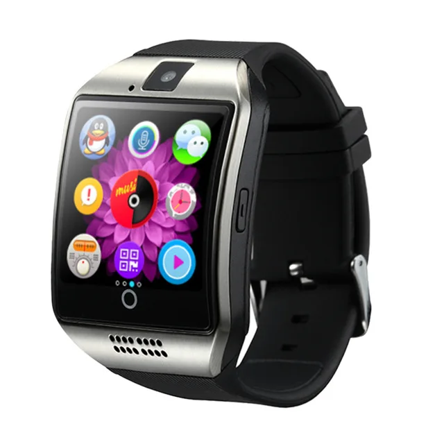 Bluetooth Сенсорный экран Q18 Смарт-часы для Android мобильных iPhone X 8 sim-карты smartwatch - Цвет: Серебристый