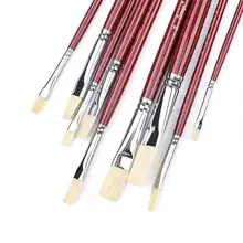 9 шт. качественные щетинки для волос, плоские Кисти с длинной ручкой, масляные акриловые кисти для художника, профессиональный рисунок, рисование, товары для рукоделия