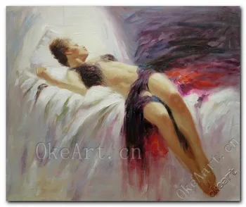 

Hand Painted Impressionist Pino Portrait Oil Painting Beauty Sleeping Nude Art Cheap Wall Decor Bedroom Wall Pictures