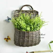 Handmade willow flower baskets with Fake flowers wall Decorative Home Garden Pendant Retro Decorative flower