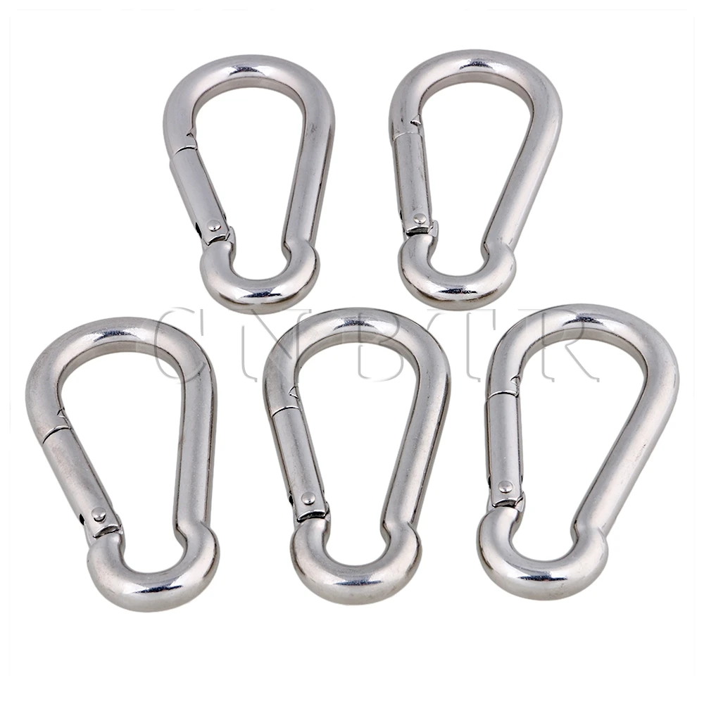 

CNBTR Multifunctional M10 x 100mm 304 Stainless Steel Spring Snap Hook Carabiner Quick Link Lock Hook Pack of 5