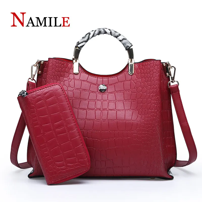 

European women's combination portable bag 2 piece set of high quality PU handbag ladies bag handbag handbag high quality luxury