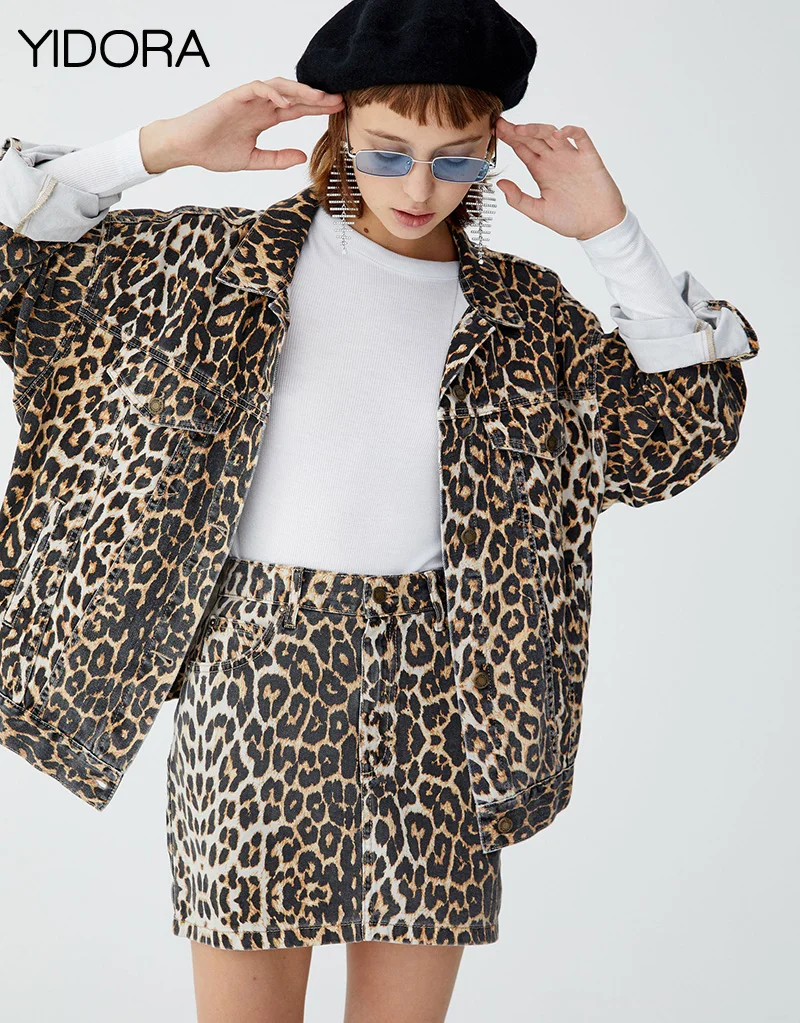 

Leopard Print Denim Jacket Front Pockets & Buttoned - Yidora Latest Women/Ladies 2018 New Animal Printed Jean Jacket Outerwear