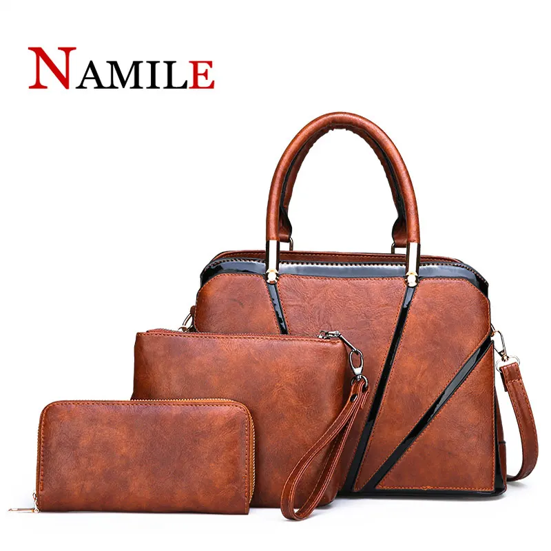 

Light luxury 3 piece set ladies handbag set large capacity chic elegant bag European and American fashion ladies shoulder bag