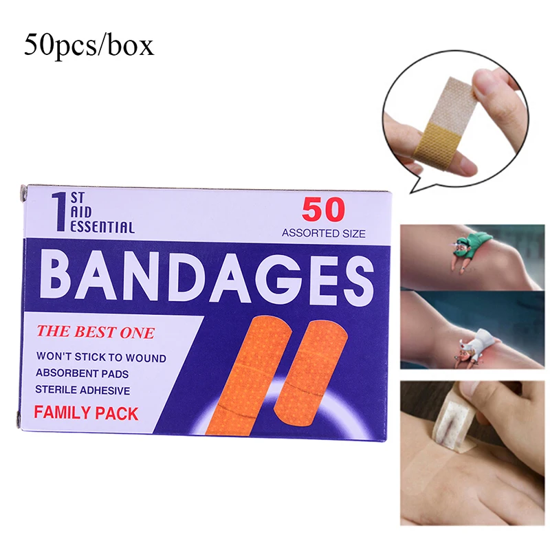 

New 50pcs/box Adhesive Waterproof Hemostatic Medical Band-Aid With a Sterile Gauze Pad for Stop Bleeding baby care