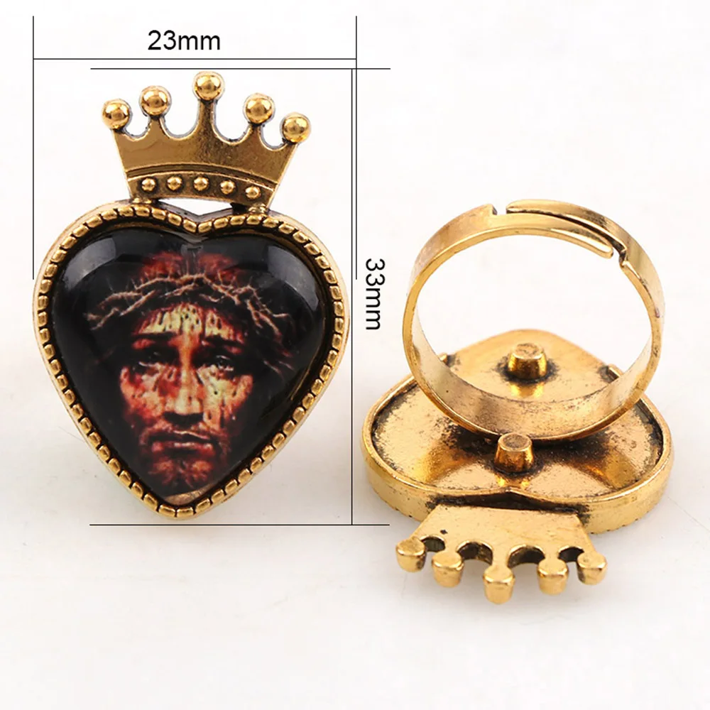 10pcs-23x33mm-Heart-Ring-Glass-Cabochons-Religion-Gold-Zinc-Alloy-Rosary-Charms-Pendants-DIY-Jewelry-Saint