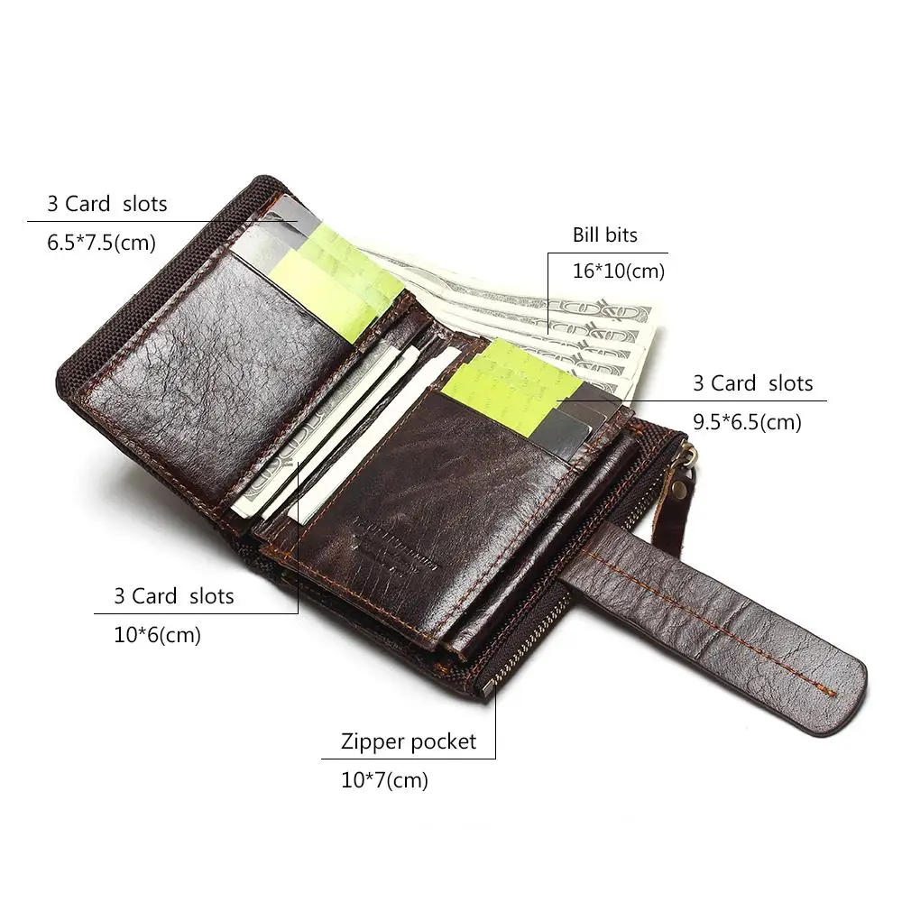 Beste 2020 Vintage Casual 100% Echt Lederen Olie Koeienhuid Mannen Mini Portefeuilles Houder Portemonnee Zakken Kleine Mannen Portemonnee portemonnee