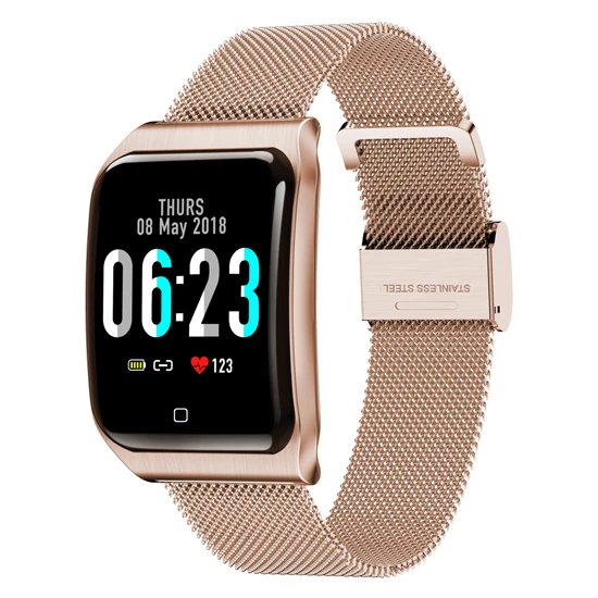 LEMDIOE NEW all-metal IP68 waterproof smart watch men heart rate blood pressure sleep monitor health smartwatch for android ios - Цвет: rose gold