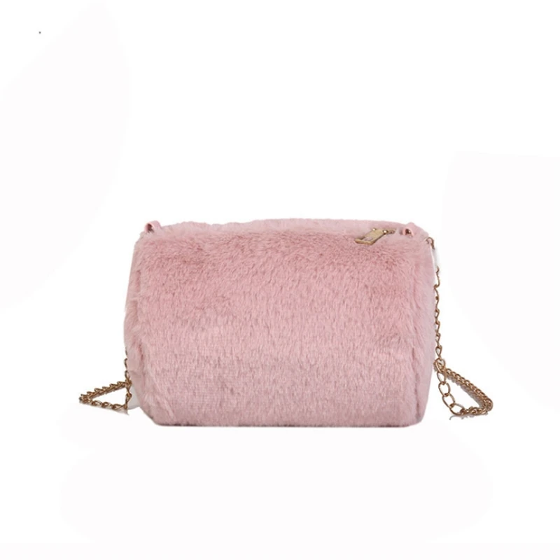 

Plush Bags For Women 2019 Fashion Chain Shoulder Bag Bucket Crossbody Purses And Handbags Ladies Cylinder Type Mini Female Pouch