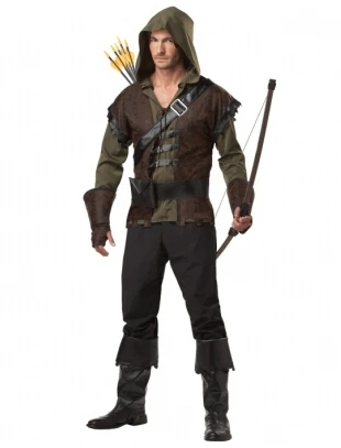 

free shipping walson Hot Selling man robin costume jacket+pants belt Mens Robin Hood Prince Fancy Dress Costume size m-2xl