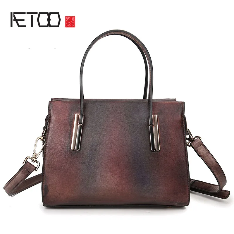 AETOO 2017 fashion handbags atmosphere handmade rub color retro handbag ...