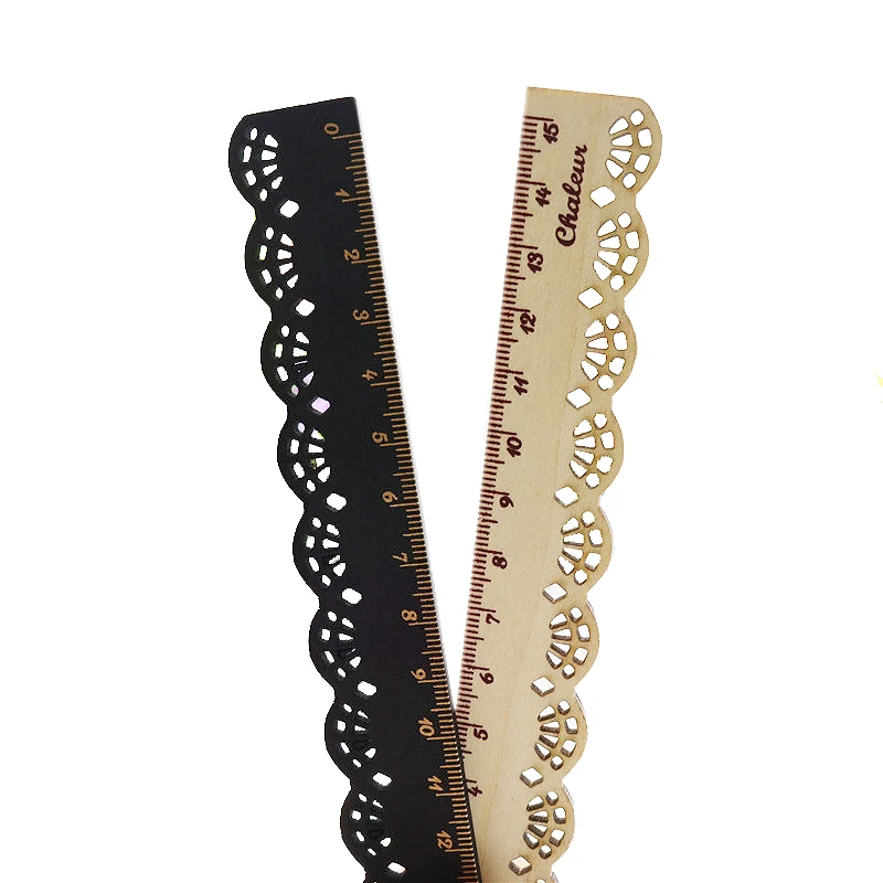 

1 Pcs Korea Zakka Kawaii Cute Stationery Lace Brown Wood Ruler Sewing Ruler Office School Accessories